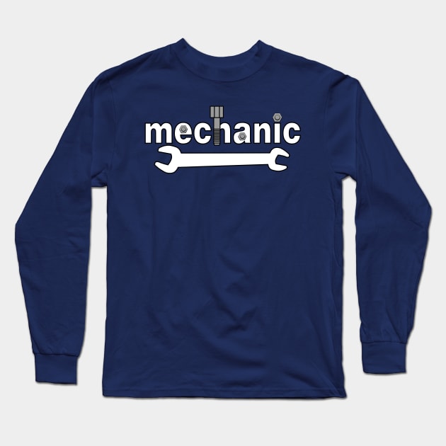 Mechanic Nuts and Bolts Text Long Sleeve T-Shirt by Barthol Graphics